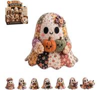 Little Ghost's Cozy Halloween DIY Patchwork Kit, Relleno y Accesorios, Lindo Fantasma de Felpa, Kit de Manualidades de Costura Hecho a Mano, Proyecto de decoración de Halloween