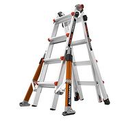 Little Giant Ladders 1304-024 Conquest - Escaleras multipropósito para todo terreno, 4 peladas, barras estabilizadoras montadas lateralmente, construcción de grado militar de pared pesada, EN131