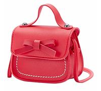 Little Girl's Leather Shoulder Bag - Under The Arm Purse, One-Shoulder & Solid Color(Red)
