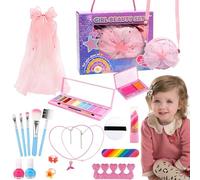 Little Girls Makeup Kit, Washable Kids Makeup Playset, 20.5x16.4x7.5cm 8.07'6.46'2.95in Portable Cosmetic Case, Dress-Up Makeups Set for Girls Ages 3-12 Years Old