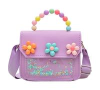 Little Girls Purse, Mini Princess Shoulder Bag for Kids, Cute Flower Clutch Wallet Gift for Baby Toddler Preschooler Teen Girl for Party Travel Dress-Up Birthday Fashion Accessory 13x5.5x11cm