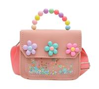 Little Girls Purse, Mini Princess Shoulder Bag for Kids, Cute Flower Clutch Wallet Gift for Baby Toddler Preschooler Teen Girl for Party Travel Dress-Up Birthday Fashion Accessory 13x5.5x11cm