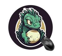 Little Green - Alfombrilla de ratón redonda con diseño de huevo de dragón para laptop, alfombrilla de mouse pequeña para juegos con base de goma antideslizante, diseño personalizado, alfombrilla
