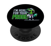 Little Green Alien Doctor Estoy Aquí Para Tu Sonda Divertido PopSockets PopGrip Adhesivo