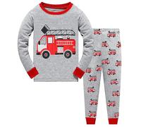 Little Hand Pijama De Niño De Manga Larga De Algodón Ropa De Dormir De Los Niños Tractor Excavadora Camión De Bomberos 92-122