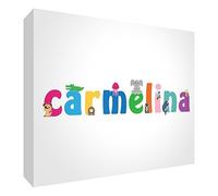 Little Helper LHV-CARMELINA-A6BLK-15IT - Panel decorativo para nacimiento/bautizo, idea de regalo, diseño personalizado con nombre de niña, Carmelina, multicolor, 10,5 x 14,8 x 2 cm