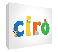 Little Helper LHV-CIRO-A5BLK-15IT - Panel decorativo para recién nacido/bautizo, idea de regalo, diseño personalizable con nombre de niño Ciro, multicolor, 14,8 x 21 x 2 cm