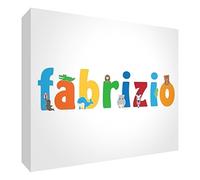 Little Helper LHV-FABRIZIO-A5BLK-15IT - Panel decorativo para recién nacido/bautizo, idea de regalo, diseño personalizable con nombre de niños Fabrizio, multicolor, 14,8 x 21 x 2 cm