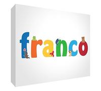 Little Helper LHV-FRANCO-A6BLK-15IT - Panel decorativo para recién nacido/bautizo, idea de regalo, diseño personalizable con nombre de niños Franco, multicolor, 10,5 x 14,8 x 2 cm
