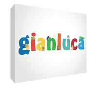 Little Helper LHV-GIANLUCA-A6BLK-15IT - Panel decorativo para recién nacido/bautizo, idea de regalo, diseño personalizable con nombre de niños, Gianluca, multicolor, 10,5 x 14,8 x 2 cm