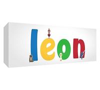 Little Helper lienzo caja Galerie enveloppé con panel frontal estilo illustratif pintado con el nombre de joven niño Leon 21 x 59 x 3 cm) medio