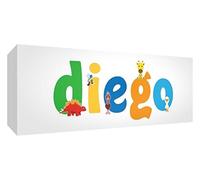 Little Helper lienzo caja Galerie enveloppé con panel frontal estilo illustratif pintado con el nombre de joven niño Diego 21 x 59 x 3 cm) medio