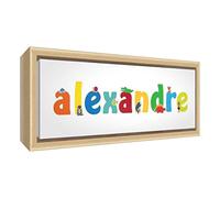 Little Helper lienzo con marco de madera maciza natural estilo illustratif pintado con el nombre de joven niño Alejandro 25 x 63 x 3 cm) medio