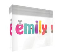 Little Helper Lienzo enmarcado con marco de madera maciza en bonito diseño ilustrativo, nombre de niña (34 x 88 x 3 cm, grande, blanco, Georgia)