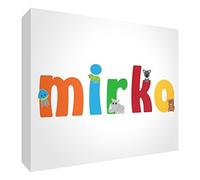Little Helper Panel Decorativo Bebé/Bautizo Idea de Regalo, Diseño de Dibujo Personalizada con Nombre Para Adolescente Mirko 10.5 x 14.8 x 2 cm multicolor