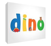 Little Helper Panel Decorativo Bebé/Bautizo Idea de Regalo, Diseño de Dibujo Personalizada con Nombre Para Adolescente Dino 10.5 x 14.8 x 2 cm multicolor