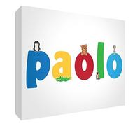 Little Helper Panel Decorativo Bebé/Bautizo Idea de Regalo, Diseño de Dibujo Personalizada con Nombre Para Adolescente Paolo 10.5 x 14.8 x 2 cm multicolor