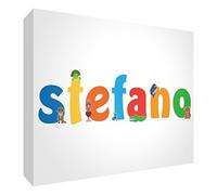 Little Helper Panel Decorativo Bebé/Bautizo Idea de Regalo, Diseño de Dibujo Personalizada con Nombre Para Adolescente Stefano 10.5 x 14.8 x 2 cm multicolor