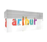 Little Helper recuerdo decorativo de acrílico transparente pulido como diamante estilo illustratif pintado con el nombre de joven niño Arthur 5 x 15 x 2 cm pequeño