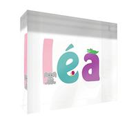 Little Helper recuerdo decorativo de acrílico transparente pulido como diamante estilo illustratif pintado con el nombre de joven Léa 14,8 x 21 x 2 cm gran