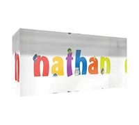 Little Helper recuerdo decorativo de acrílico transparente pulido como diamante estilo illustratif pintado con el nombre de joven niño Nathan 5 x 15 x 2 cm pequeño