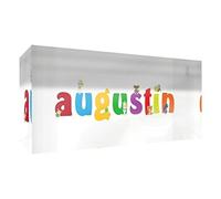 Little Helper recuerdo decorativo de acrílico transparente pulido como diamante estilo illustratif pintado con el nombre de joven niño Agustín 5 x 15 x 2 cm pequeño