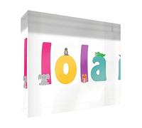 Little Helper recuerdo decorativo de acrílico transparente pulido como diamante estilo illustratif pintado con el nombre de joven Lola 14,8 x 21 x 2 cm gran