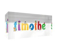 Little Helper recuerdo decorativo de acrílico transparente pulido como diamante estilo illustratif pintado con el nombre de joven niño timothe 5 x 21 x 2 cm gran