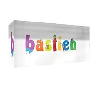 Little Helper recuerdo decorativo de acrílico transparente pulido como diamante estilo illustratif pintado con el nombre de joven niño Bastien 5 x 15 x 2 cm pequeño