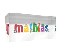 Little Helper recuerdo decorativo de acrílico transparente pulido como diamante estilo illustratif pintado con el nombre de joven niño Mathias 5 x 15 x 2 cm pequeño
