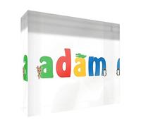 Little Helper recuerdo decorativo de acrílico transparente pulido como diamante estilo illustratif pintado con el nombre de joven niño Adam 7,4 x 10,5 x 2 cm pequeño