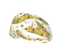 Little House Town - Diadema deportiva elástica estampada para correr, gimnasio, ciclismo, yoga, fitness, viajes, unisex