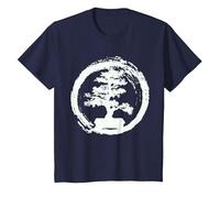 Little Japanese Zen Trees Camisetas: Bonsai Tree T-Shirt Camiseta, Niños, Azul Marino, 8 años