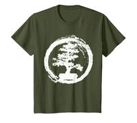 Little Japanese Zen Trees Camisetas: Bonsai Tree T-Shirt Camiseta, Niños, Verde Oliva, 12 años