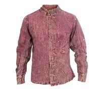 Little Kathamandu - Camisas informales de cáñamo de algodón con lunares Rojo rojo (Maroon) S
