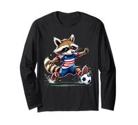 Little Kicker - Divertido diseño de Mapache Soccer Squad USA Manga Larga