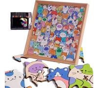 Little Kitties 3-in-1 Wooden Coloring Puzzle - DIY Creative Gift for Kids & Home Decor (12 Colors)