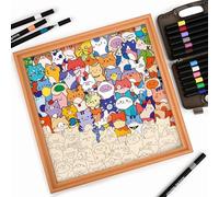 Little Kitties - Rompecabezas De Madera for Colorear, Marco De Rompecabezas De Madera for Gatos for Decoración del Hogar Y Regalo Hecho a Sí Mismo, Marco De Fotos Hecho a Mano(12 Color)