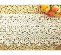 Little lane lace 14 cm de ancho, diseño largo de Europa, bordado inelástico de encaje, cortina, mantel para novia, vestido, accesorios (3,7 metros en un paquete) (blanco)