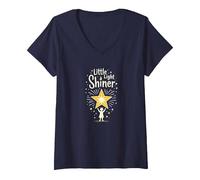 Little Light Shiner Christians for Kids - Estrella inspiradora Camiseta Cuello V, Mujer, Azul Marino, XL