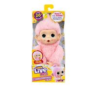 Little Live Pets Baby Monkey Minis - Luna Lemon, Juguete Interactivo, +20 Sonidos y reacciones, Suave Pelaje Rosa, 18,8 cm, Realista, Comer, cuidar, Manos y pies de Mono, 3 para coleccionar