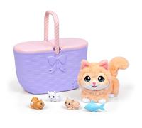 Little Live Pets Mama Surprise Kittens - Mamá interactiva con +15 Sonidos y reacciones - Mamá Tiene 3 bebés Sorpresa - Reacciona al Tacto - Come Pescado - Cesta de Transporte - A Partir de 4 años