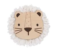 Little Love by NoJo - León de madera natural para decoración de pared con melena de hilo marfil