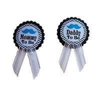 Little Man Mommy & Daddy to Be Pin Bigote Baby Shower Azul & Black It's a Boy, Baby Sprinkle Gender Reveal