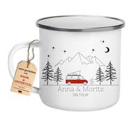 Little Mathilda Taza esmaltada para camping, taza de camping personalizada con nombre, taza de café, accesorios, caravana, caravana, vajilla, taza de acero inoxidable, taza de cocina de camping,