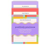 Little Memo Momentos 3-Tiered Note Pad Stack - 300 Lined Sheets (3 x 100) - Cute Inspirational Sticky Note Pads - “Stay Bright” - Teacher Appreciation Gift, Office Desk Stationery, School Supplies