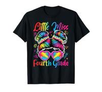 Little Miss 4to grado moño desordenado vuelta a la escuela niña mujer Camiseta