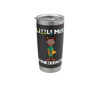 Little Miss Juneteenth Black Girl Melanina Linda Niñas Pequeñas Vaso térmico de acero inoxidable de doble pared