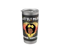 Little Miss Juneteenth Chica Negra Magia Piel Marrón Chicas Vaso térmico de acero inoxidable de doble pared
