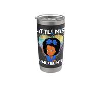 Little Miss Juneteenth Chica Negra Magia Piel Marrón Chicas Vaso térmico de acero inoxidable de doble pared